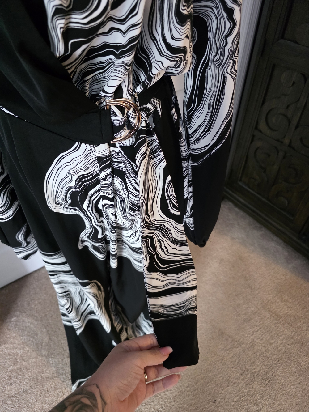 Fashion Nova Figure It Out Marble Print Wrap Jumpsuit 1XL Vacation Boho - Picture 4 of 6